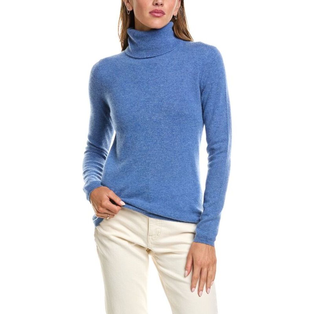 Incashmere Womens  Basic Turtleneck 100% Cashmere Sweater, Blue